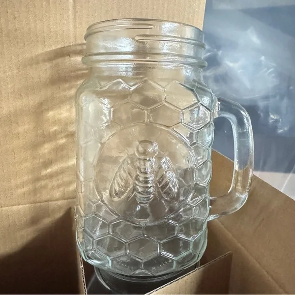 Circleware Glass Mason Jars, Set of 4, 17 oz, Honey Bee Mugs - Picture 6 of 6